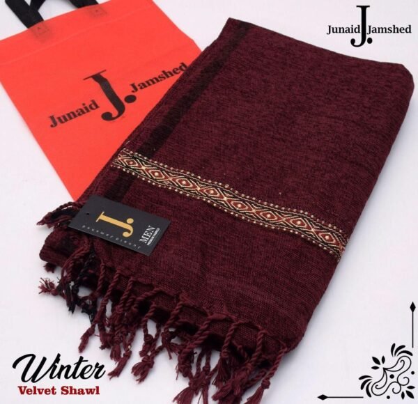 Luxurious Maroon Velvet Shawl – Plain Elegant Winter Shawl for Men & Women